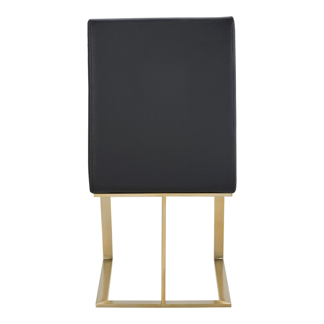 Frankie - Modern Dark Grey Vegan Leather + Antique Brass Dining Chair