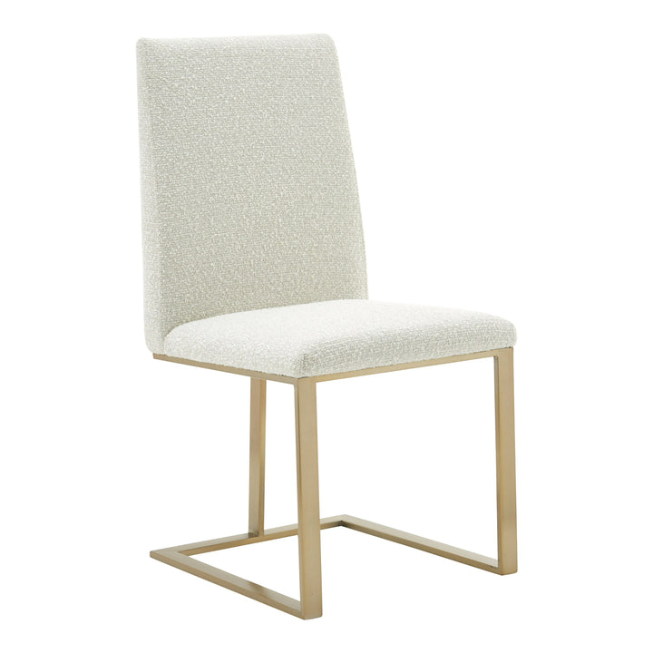 Frankie - Modern Off-White Fabric + Antique Brass Dining Chair
