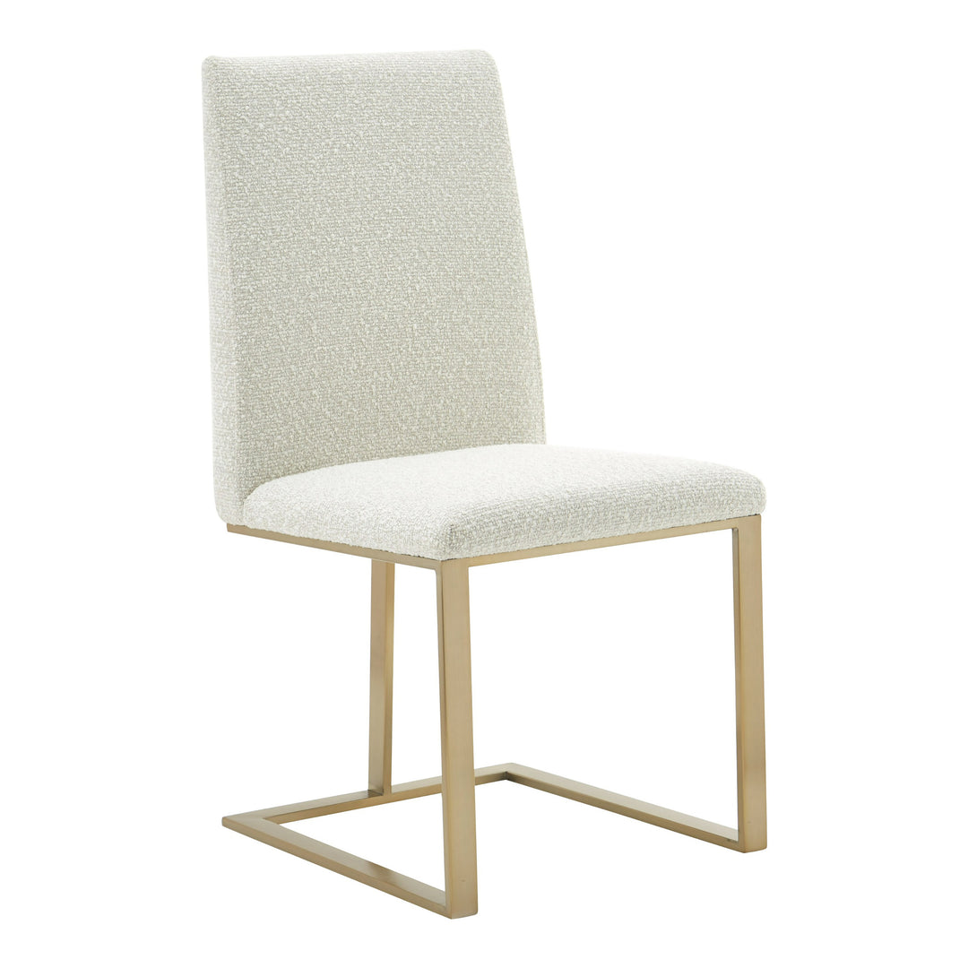 Frankie - Modern Off-White Fabric + Antique Brass Dining Chair