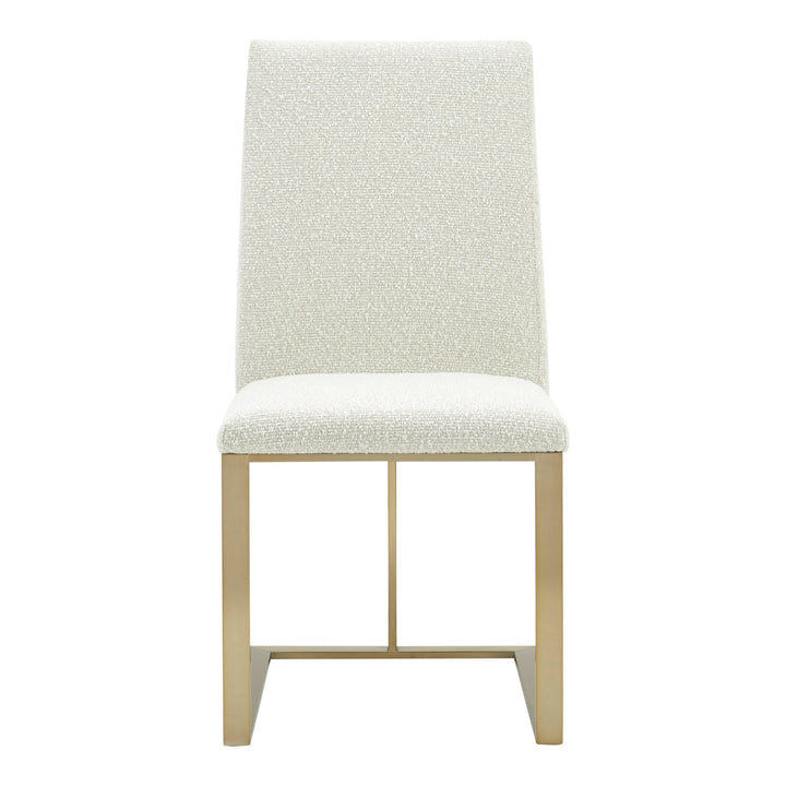 Frankie - Modern Off-White Fabric + Antique Brass Dining Chair