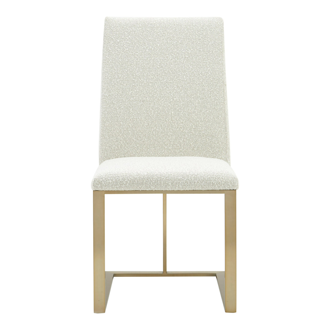 Frankie - Modern Off-White Fabric + Antique Brass Dining Chair