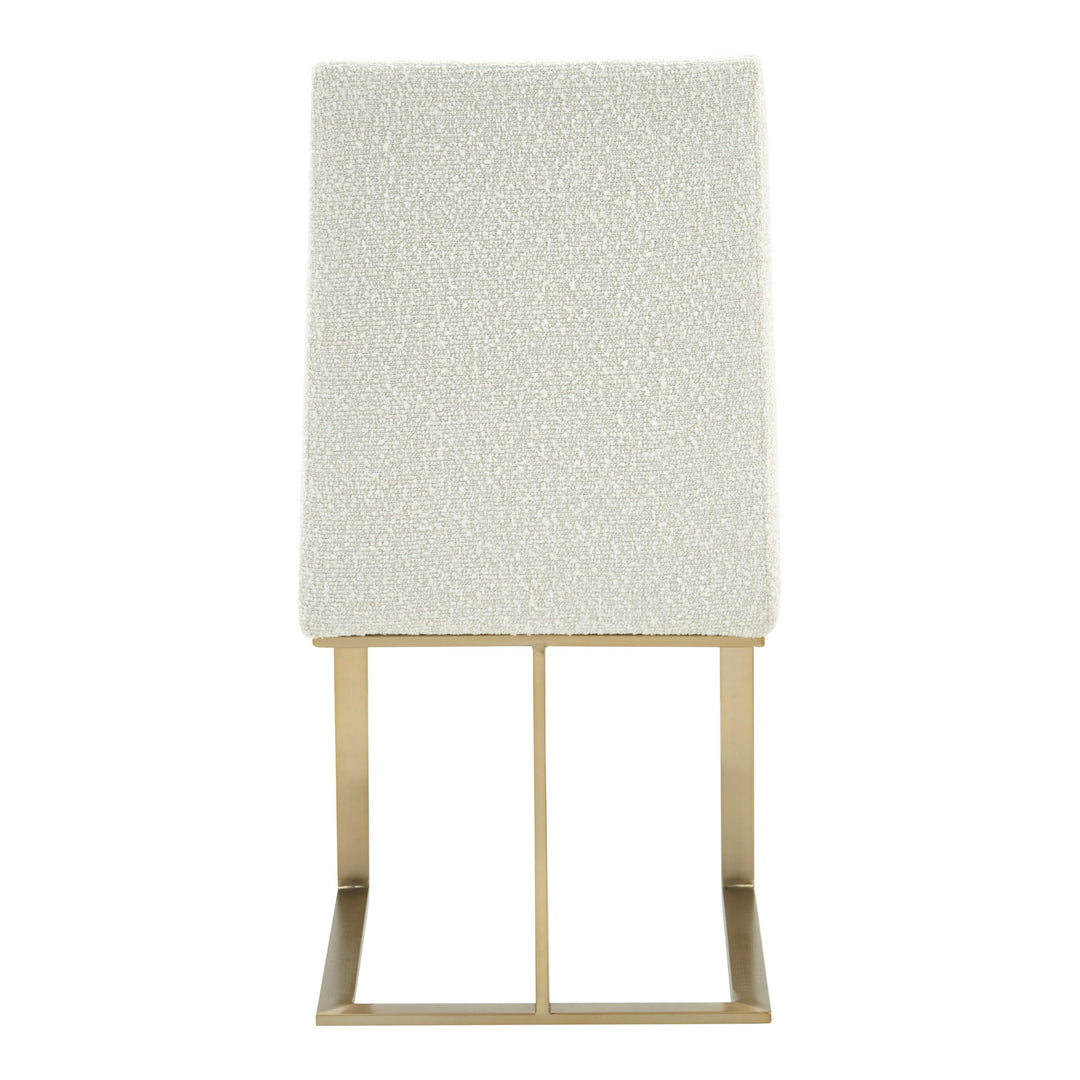 Frankie - Modern Off-White Fabric + Antique Brass Dining Chair