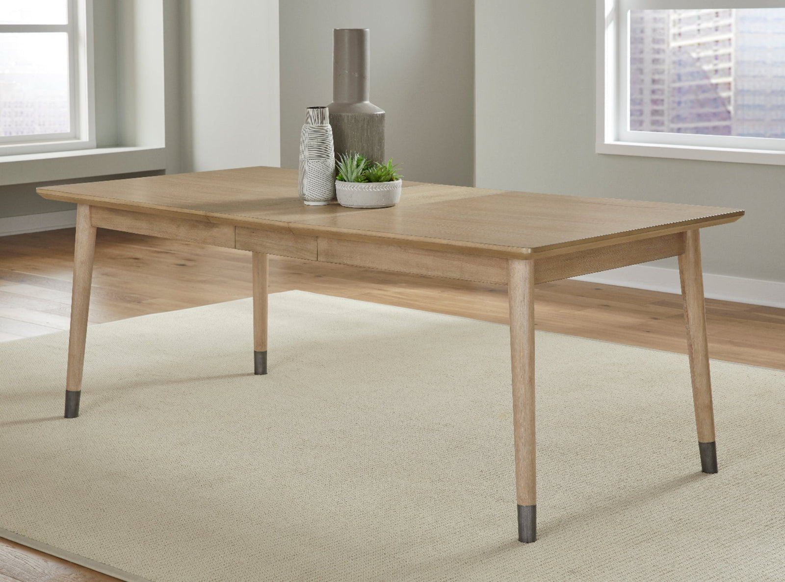 Franklin Extendable White Oak Dining Table in Au Natural Table modern furniture Contempo Furniture