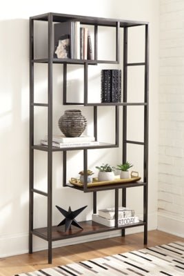 Frankwell Bookcase - Dark Brown Etageres modern furniture Contempo Furniture
