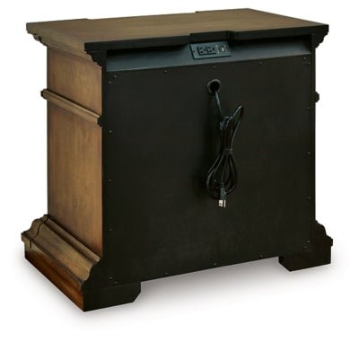Frantanna Nightstand - Dark Brown Nightstand w/ Charging Station modern furniture Contempo Furniture