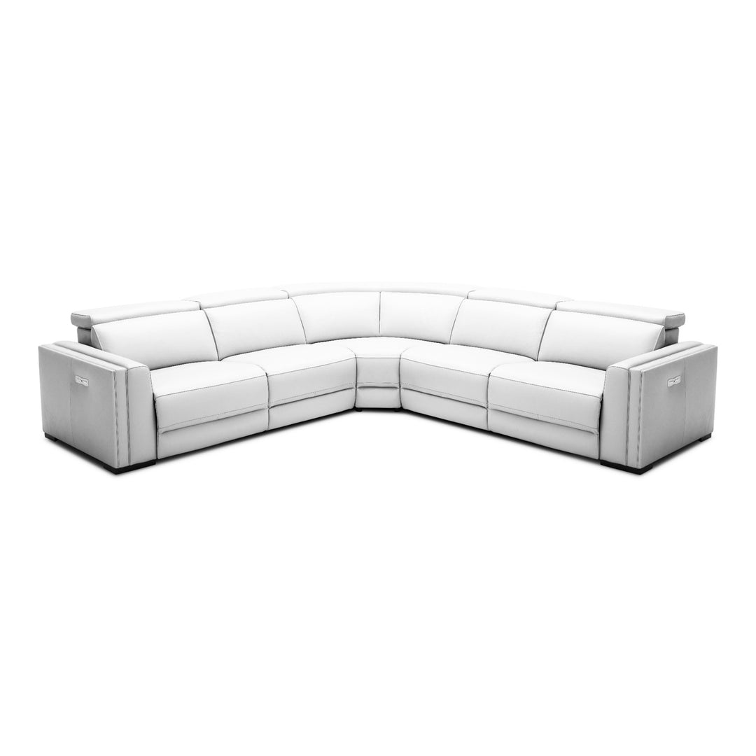 Frazier - Modern White Leather Sectional Sofa with 3 Recliners