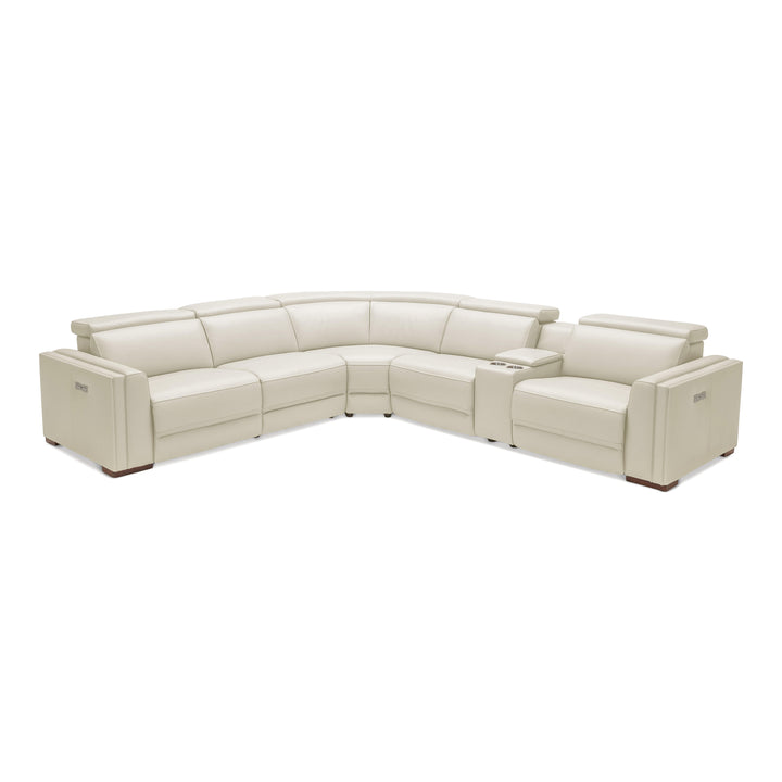 Frazier - Modern White Leather Sectional Sofa with 3 Recliners