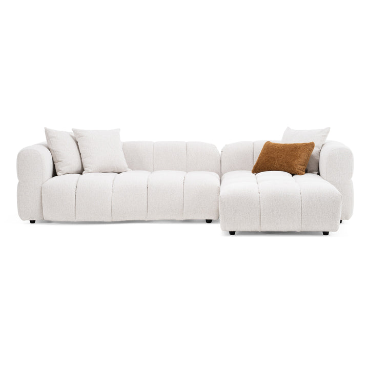 Freya - Modern Beige Fabric Sectional with Console