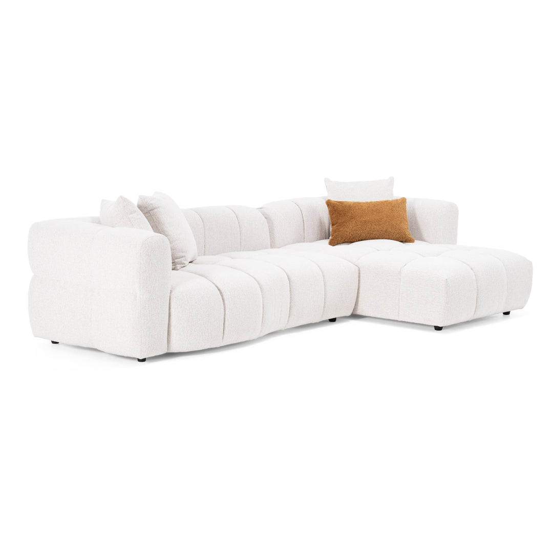 Freya - Modern Beige Fabric Sectional w/ Console
