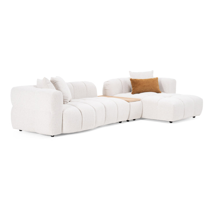 Freya - Modern Beige Fabric Sectional w/ Console