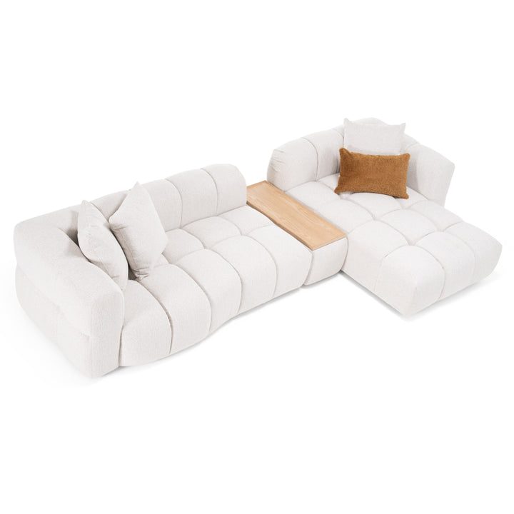 Freya - Modern Beige Fabric Sectional with Console