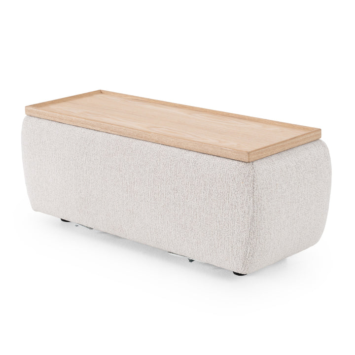 Freya - Modern Beige Fabric Sectional w/ Console