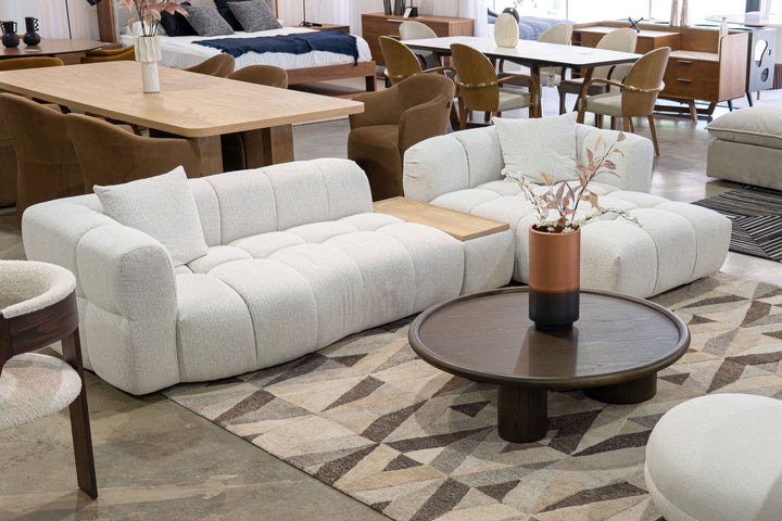 Freya - Modern Beige Fabric Sectional w/ Console