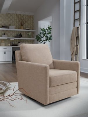 Freybourne Next - Gen Nuvella Swivel Accent Chair - Beige Swivel Chair modern furniture Contempo Furniture