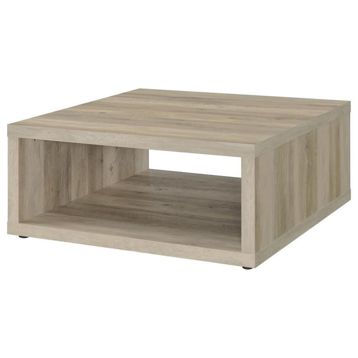 Frisco - Square Engineered Wood Coffee Table - Distressed Pine Coffee Table modern furniture Contempo Furniture