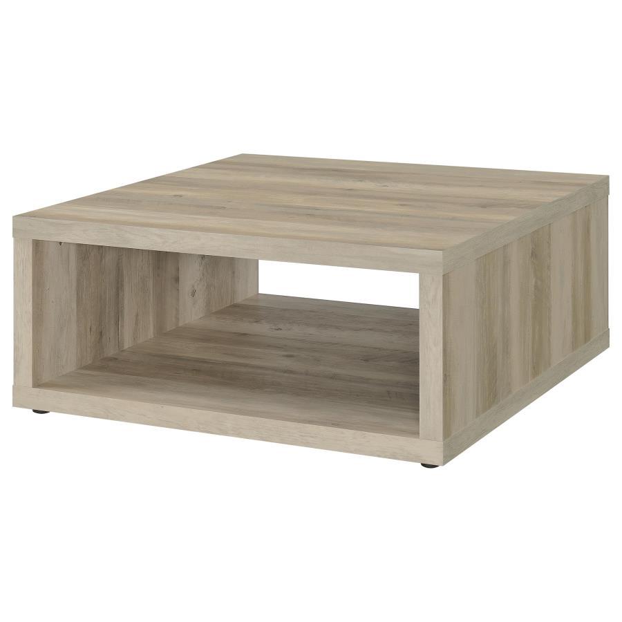 Frisco - Square Engineered Wood Coffee Table - Distressed Pine Coffee Table modern furniture Contempo Furniture