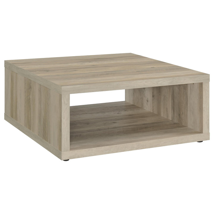 Frisco - Square Engineered Wood Coffee Table - Distressed Pine Coffee Table modern furniture Contempo Furniture