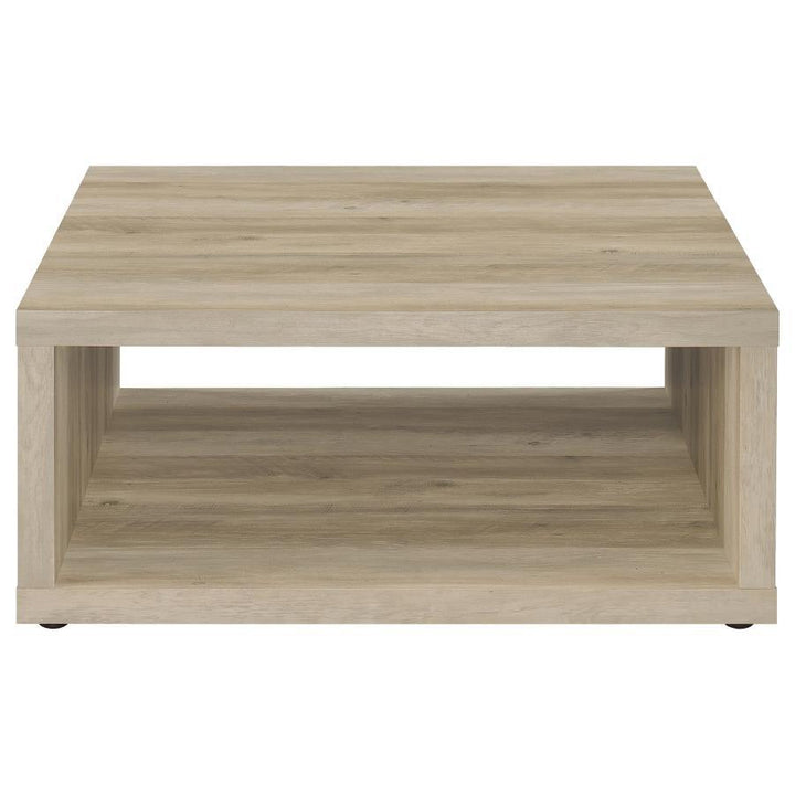 Frisco - Square Engineered Wood Coffee Table - Distressed Pine Coffee Table modern furniture Contempo Furniture