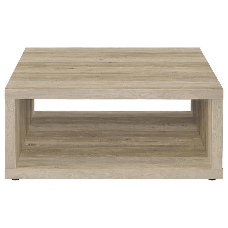 Frisco - Square Engineered Wood Coffee Table - Distressed Pine Coffee Table modern furniture Contempo Furniture