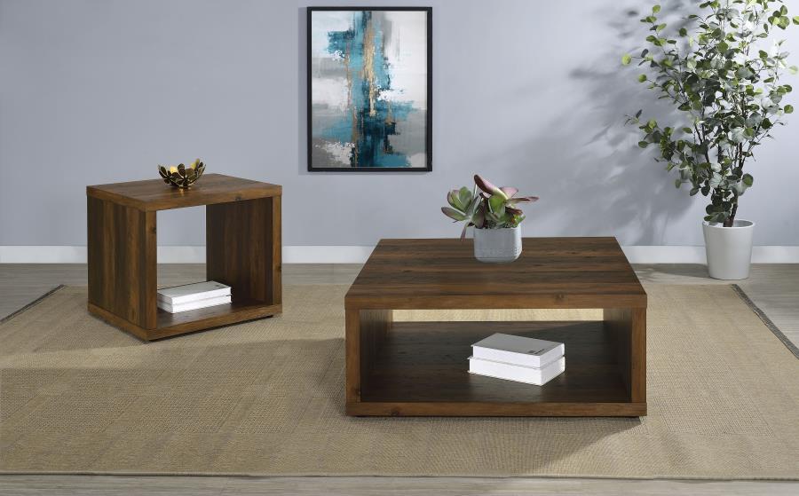 Frisco - Square Engineered Wood Side End Table - Dark Pine End Table modern furniture Contempo Furniture