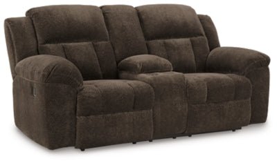 Frohn Reclining Loveseat with Console - Dark Brown Reclining Loveseat modern furniture Contempo Furniture