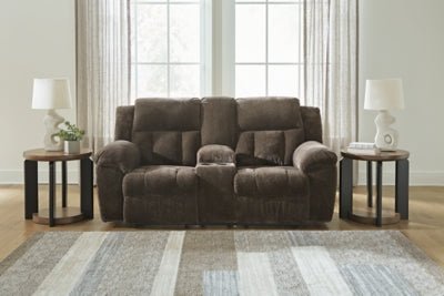 Frohn Reclining Loveseat with Console - Dark Brown Reclining Loveseat modern furniture Contempo Furniture