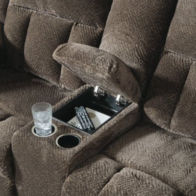 Frohn Reclining Loveseat with Console - Dark Brown Reclining Loveseat modern furniture Contempo Furniture