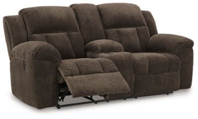 Frohn Reclining Loveseat with Console - Dark Brown Reclining Loveseat modern furniture Contempo Furniture