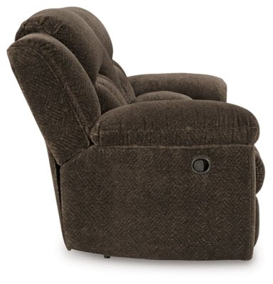 Frohn Reclining Loveseat with Console - Dark Brown Reclining Loveseat modern furniture Contempo Furniture