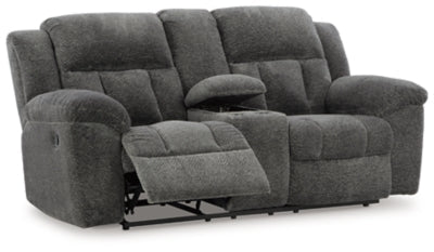 Frohn Reclining Loveseat with Console - Dark Gray Reclining Loveseat modern furniture Contempo Furniture