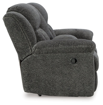 Frohn Reclining Loveseat with Console - Dark Gray Reclining Loveseat modern furniture Contempo Furniture