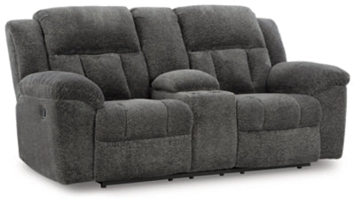 Frohn Reclining Loveseat with Console - Dark Gray Reclining Loveseat modern furniture Contempo Furniture