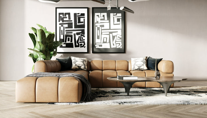 Everest - Modern Brown Leather Modular Armless Sectional Seat