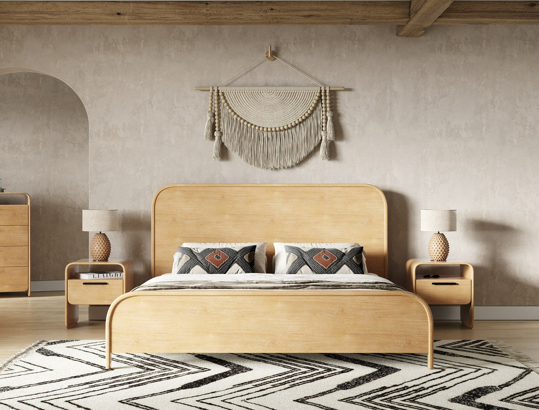 Dresden  Modern Natural Acacia 1Drawer Nightstand Bedroom Set