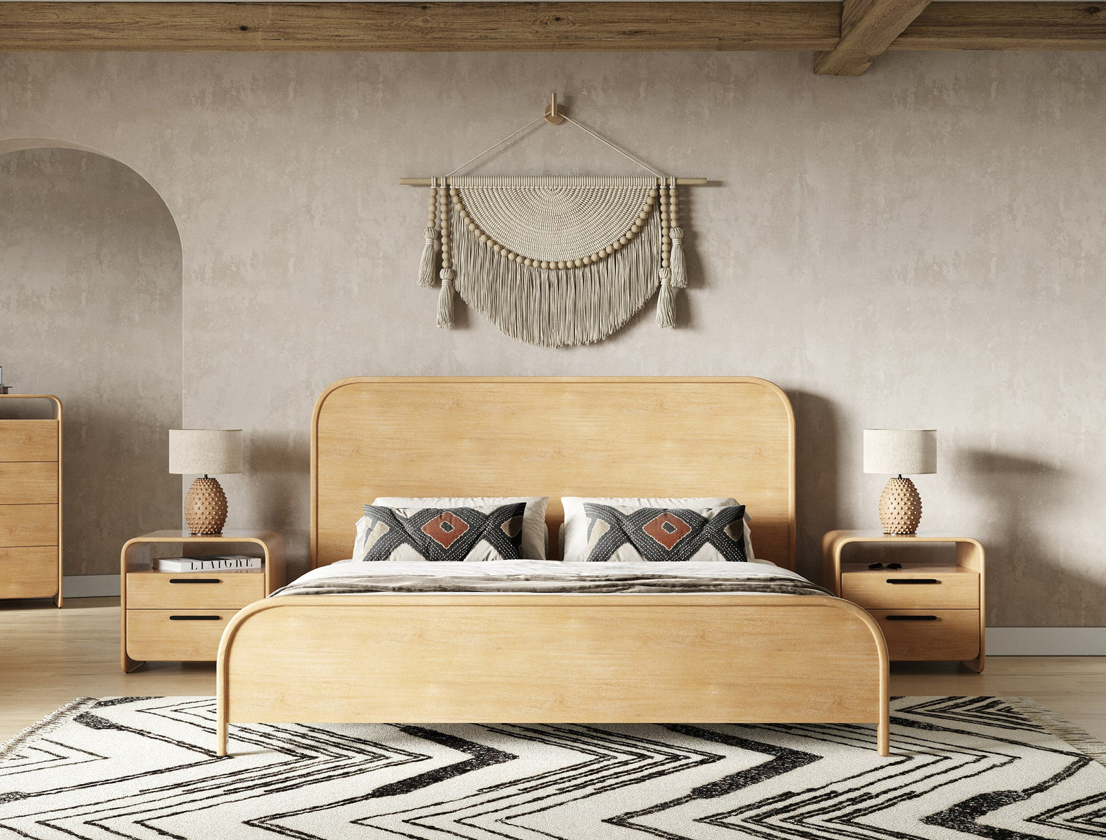 Dresden - Modern Natural Acacia 2-Drawer Nightstand Bedroom Set