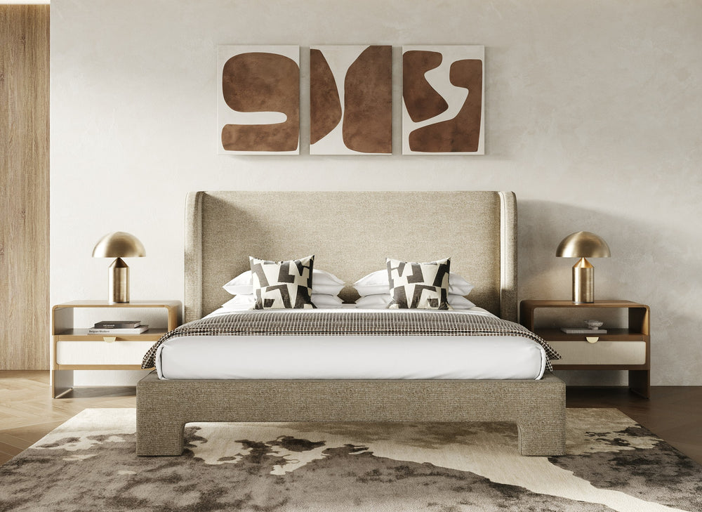 Emilio - Modern Beige Fabric Bed - View 2