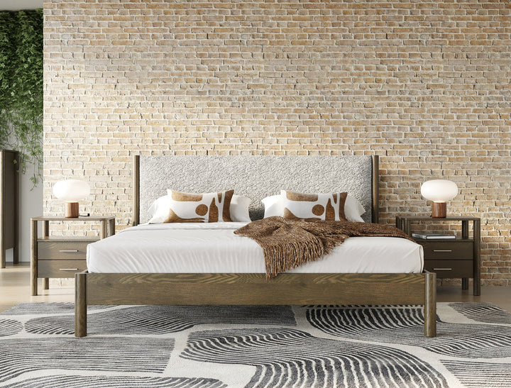 Carolina  Modern Grey Fabric + Wenge Bed