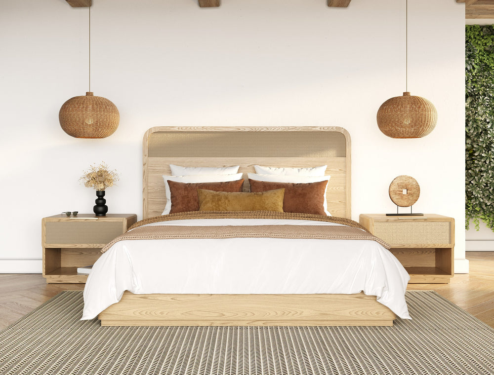 Gavin - Modern Natural Ash + Rattan Bed - View 4