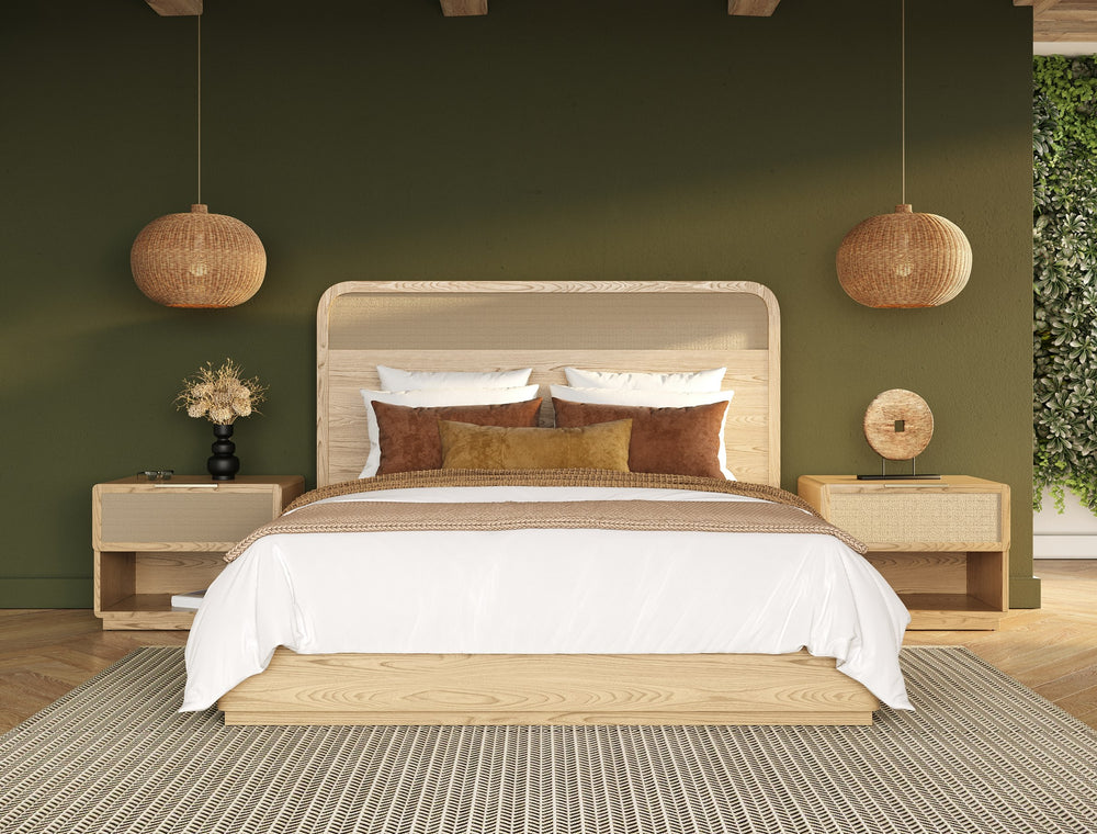 Gavin - Modern Natural Ash + Rattan Bed - View 3