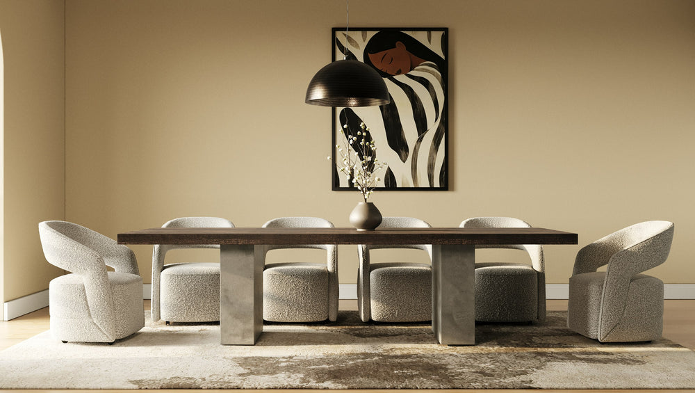 Renzo Modern Oak & Concrete 118" Dining Table - View 9