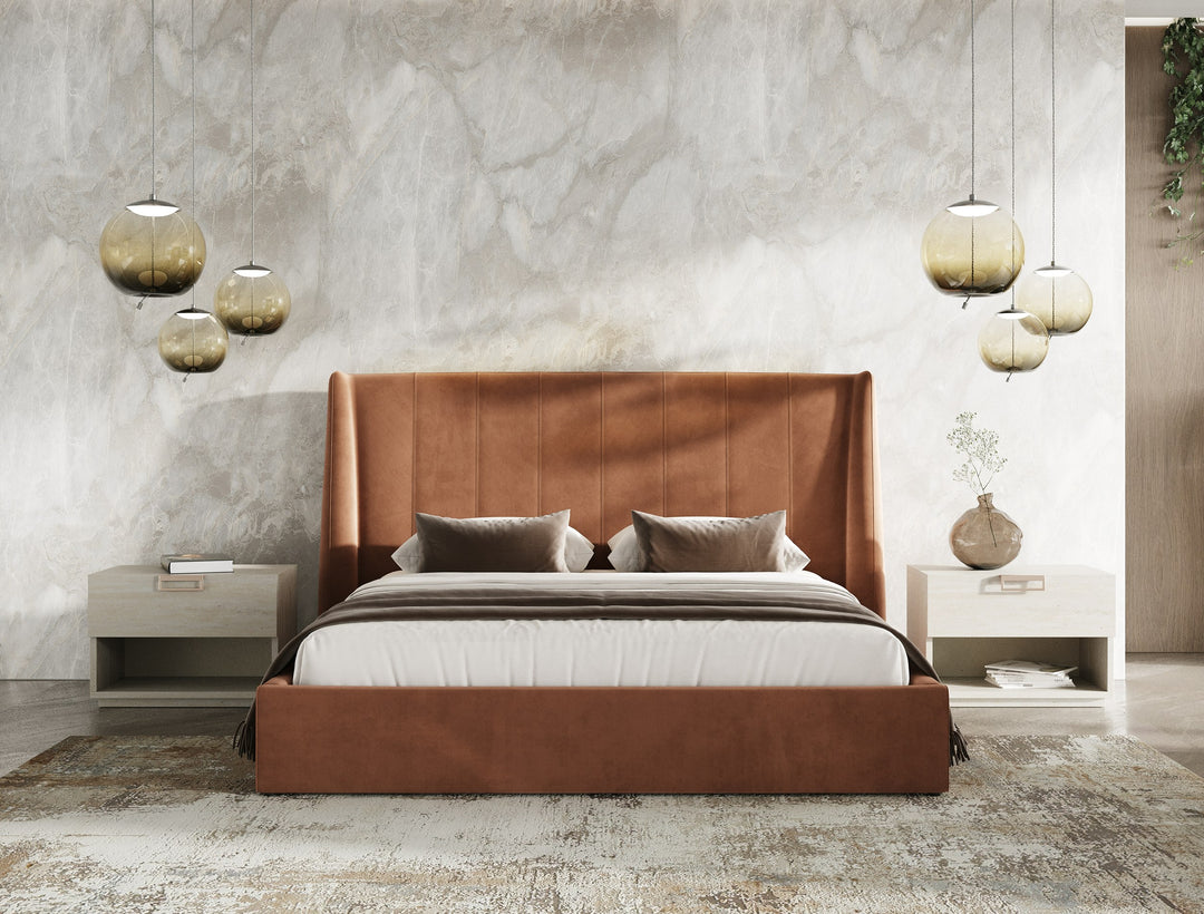 Lago - Modern Faux Travertine Nightstand