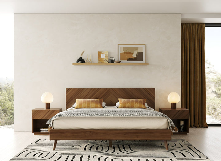Kamela -Modern Walnut Bed