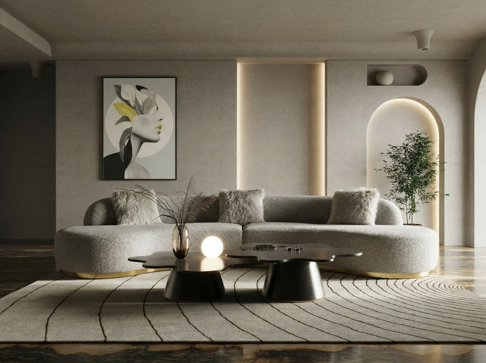 Frontier - Glam Grey Fabric Curved Sectional Sofa - View 3