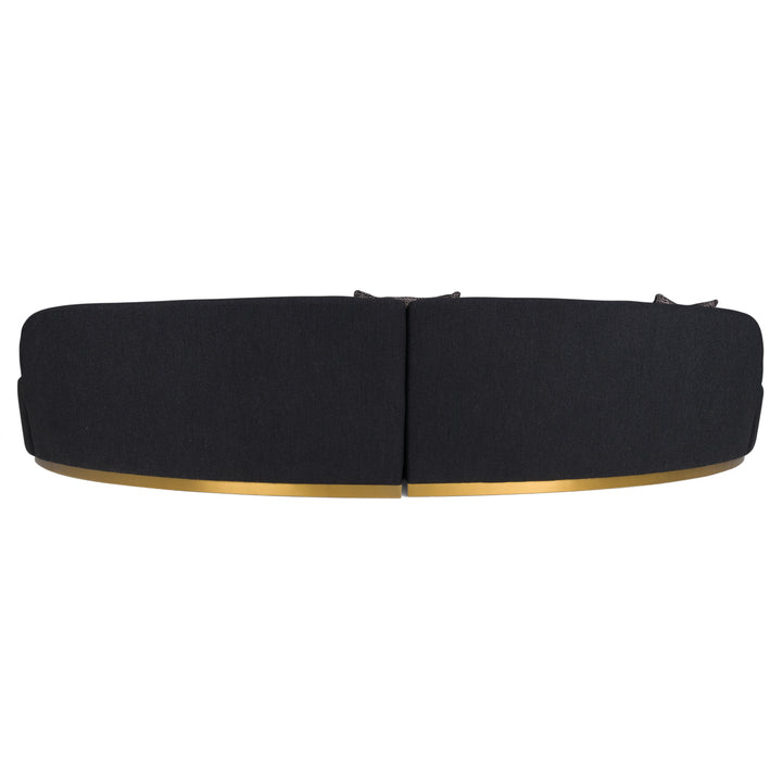 Frontier - Glam Black Fabric Curved Sectional Sofa with Grey Pillows