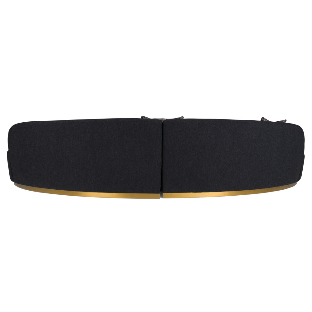 Frontier - Glam Black Fabric Curved Sectional Sofa with Grey Pillows - View 5