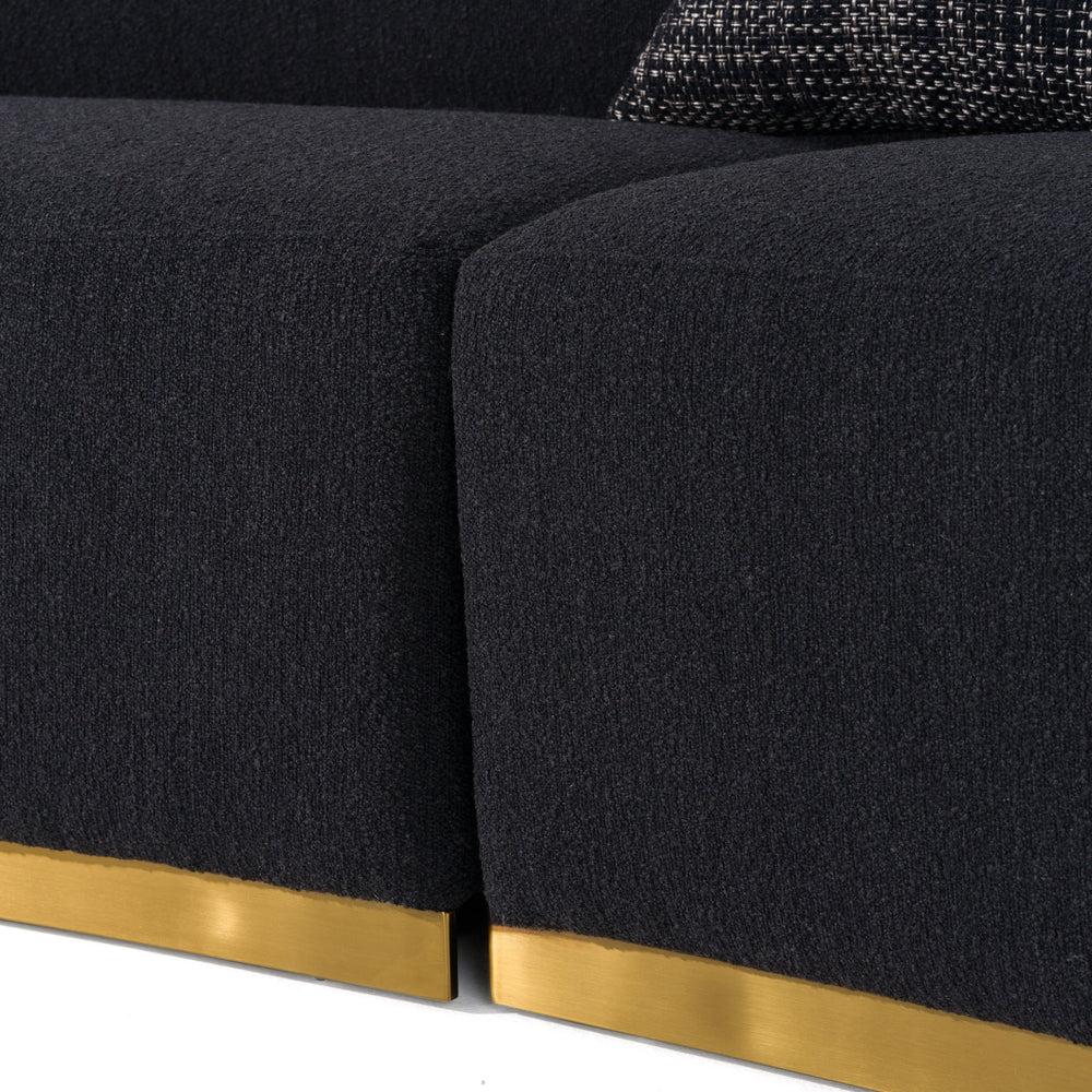 Frontier - Glam Black Fabric Curved Sectional Sofa with Grey Pillows - View 8