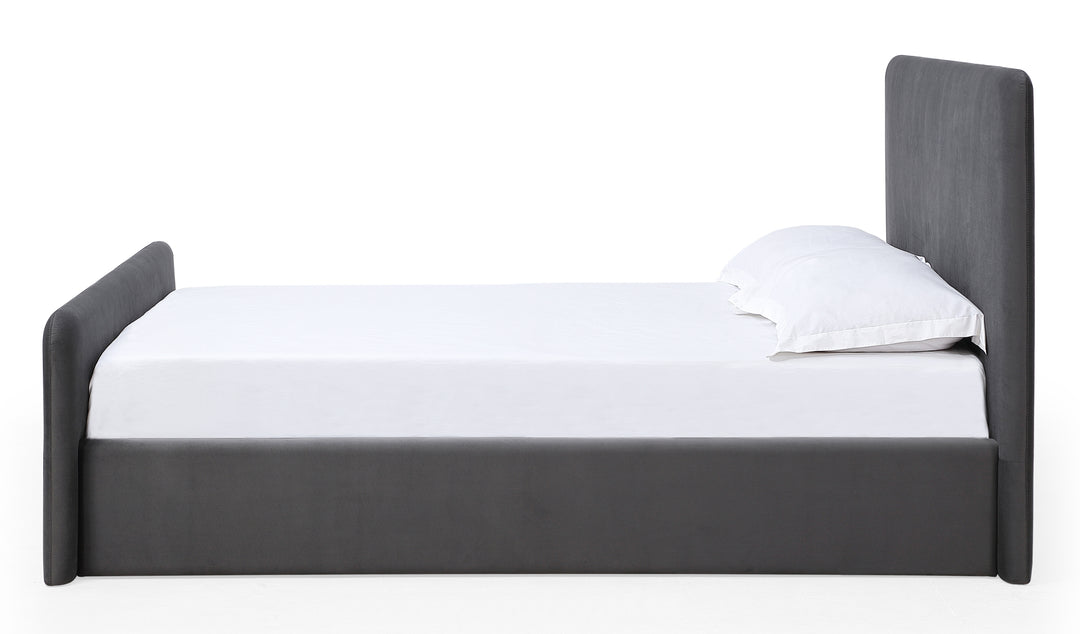 Modus Furniture Prrzh5 Elora Fully Upholstered Platform Bed In Charcoal Velvet