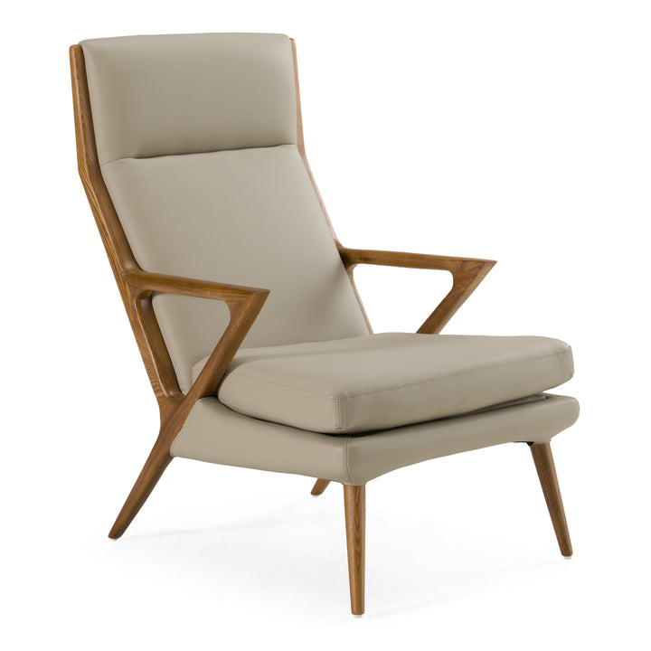 Fulton - Modern Beige Lounge Chair  and  Ottoman