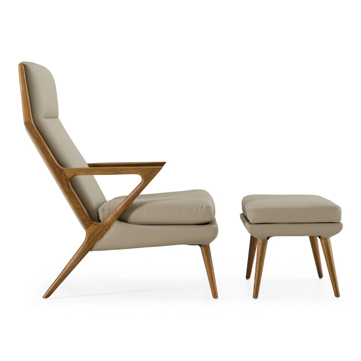 Fulton - Modern Beige Lounge Chair  and  Ottoman