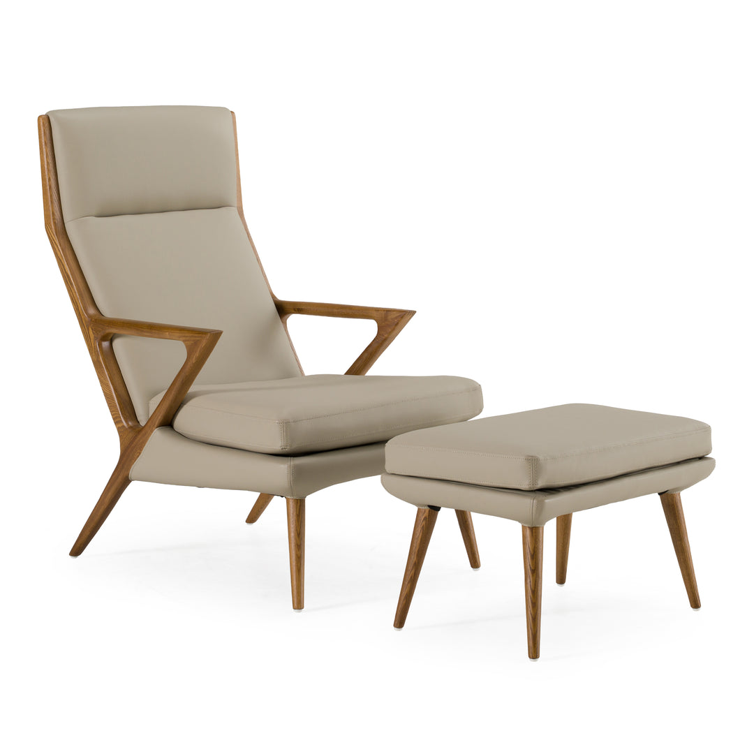 Fulton  Modern Beige Lounge Chair & Ottoman
